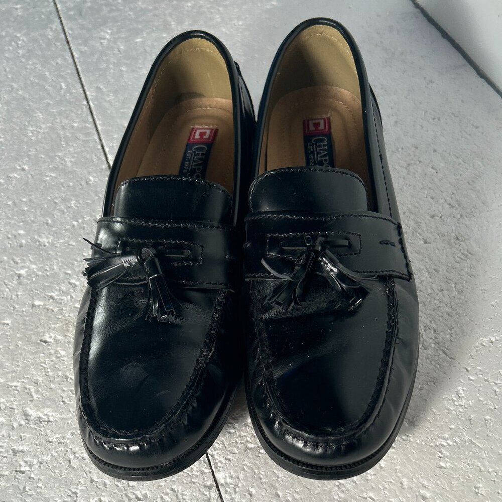 Chaps Ralph Lauren Men SZ11 Black leather tassel loafers Old Money Preppy Career